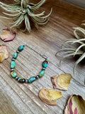 Turquoise Nugget & 6mm Sterling Silver Pearl Bracelet