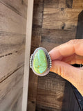 Adjustable Green Turquoise Ring – Sterling Silver – One of a Kind – Made in USA