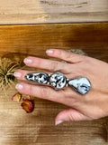 Long Ring - Size 8 1/2 - White Buffalo Ring & sterling silver