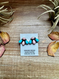 Stud Earrings – Kingman Turquoise & Pink Conch (Stamped Marcella James)