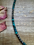 17 inch long Sterling Silver Pearls and turquoise - Darker blue