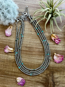 4 mm Silver Plated Necklace with composite turquoise
